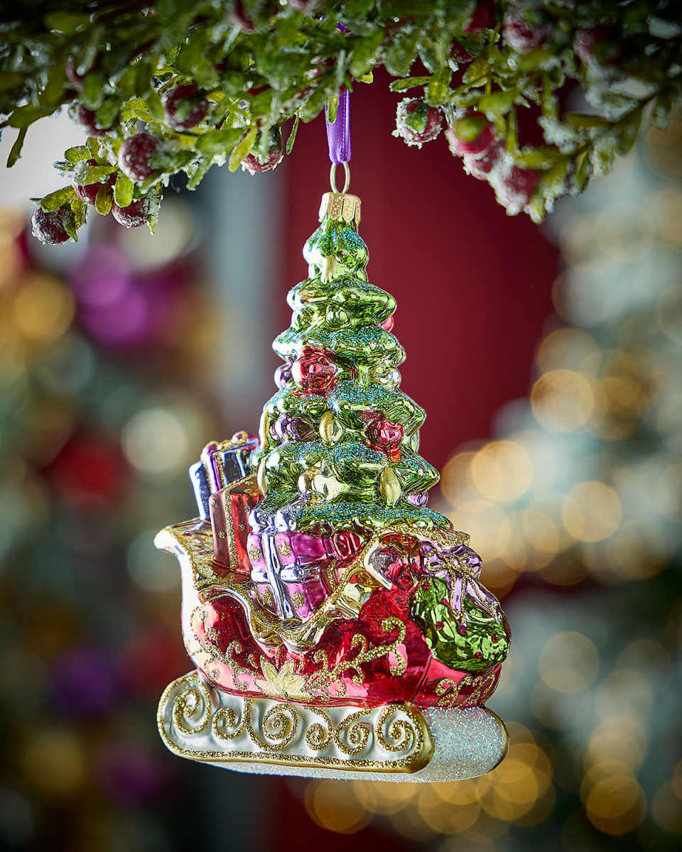 Sleigh with Tree Christmas Ornament